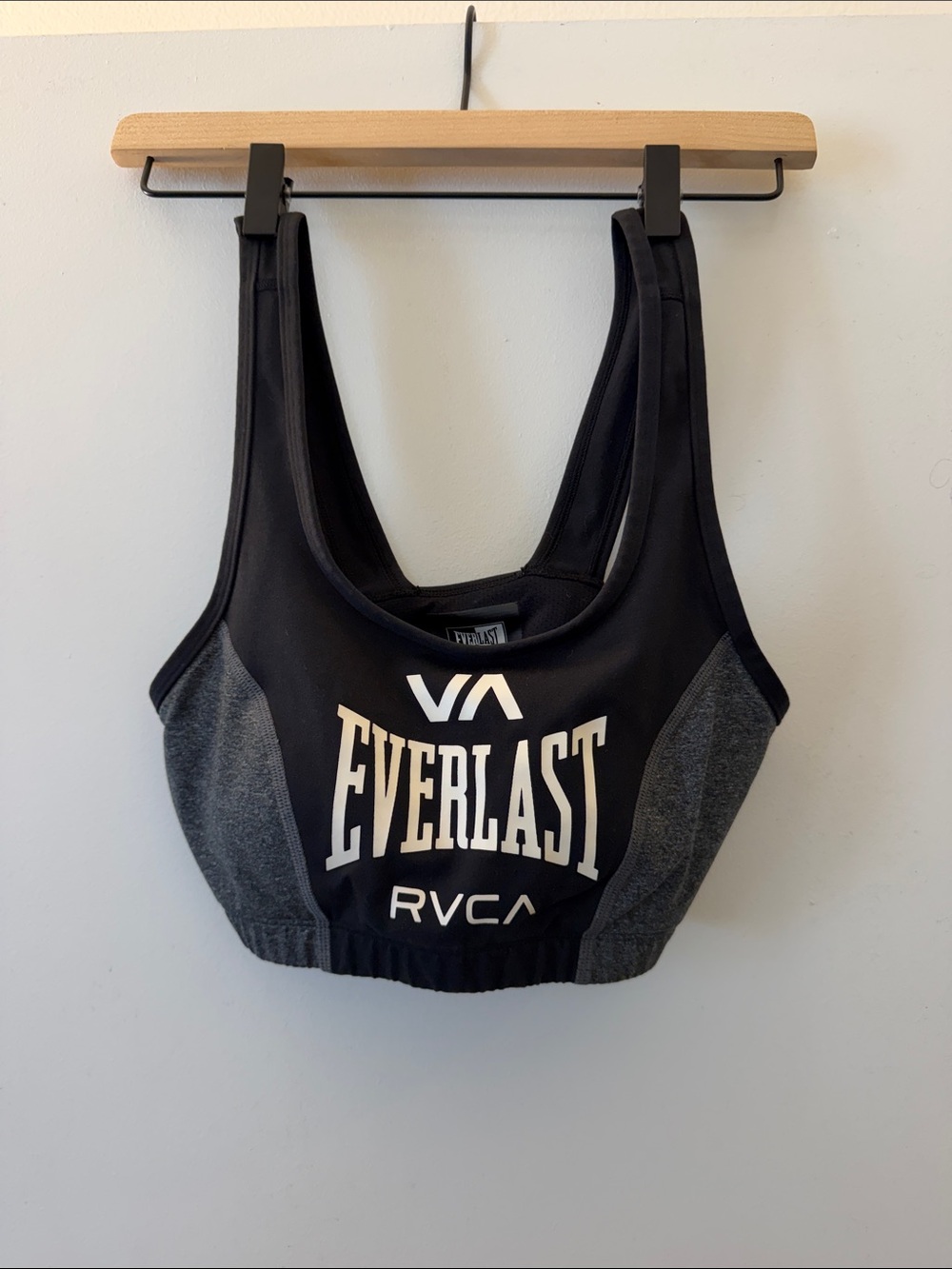 Everlast Black and Dark Gray Logo Crop Sports Bra